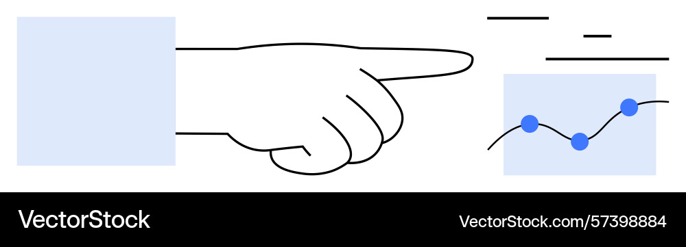 Hand pointing toward line graph with data points vector image
