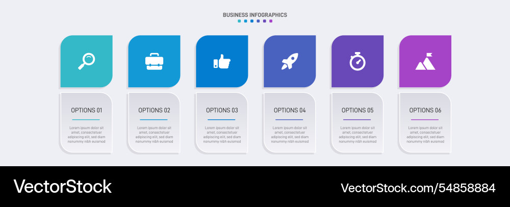 Horizontal progress bar featuring 6 arrow-shaped Vector Image