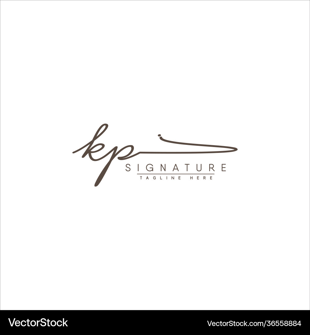KP Initial Signature Logo vector image