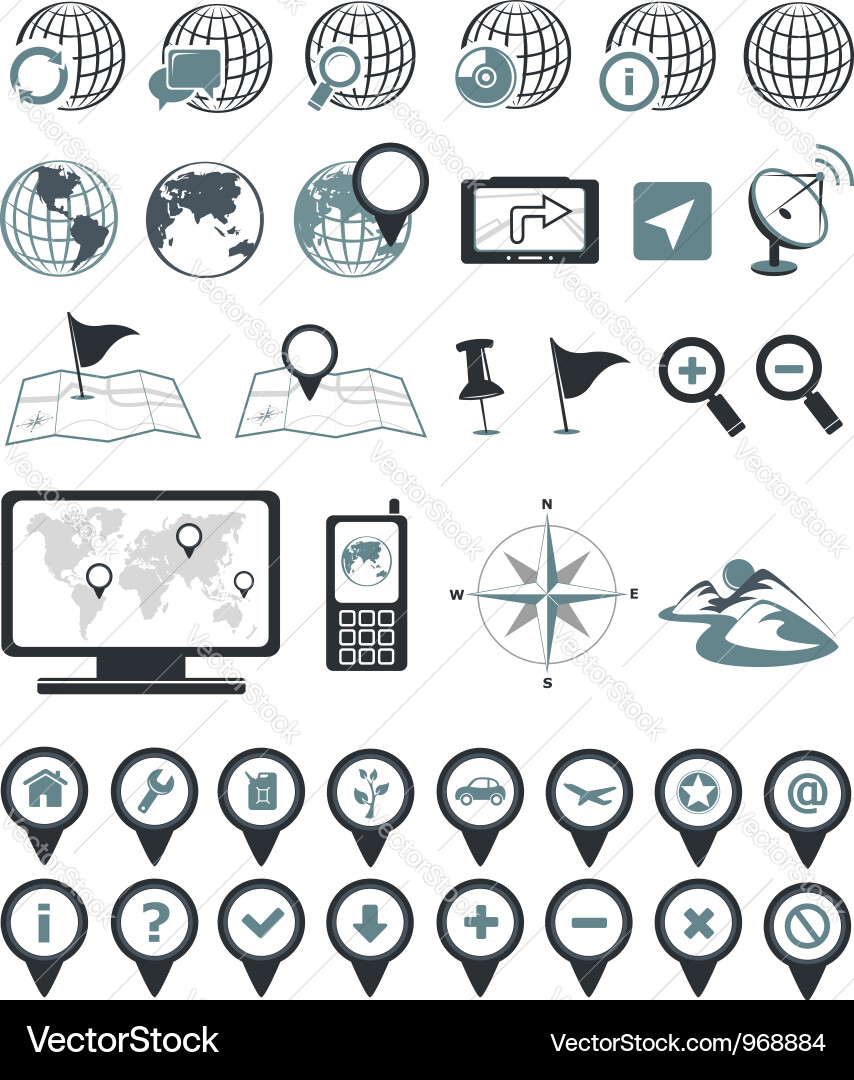 Navigation & Location Icons vector image