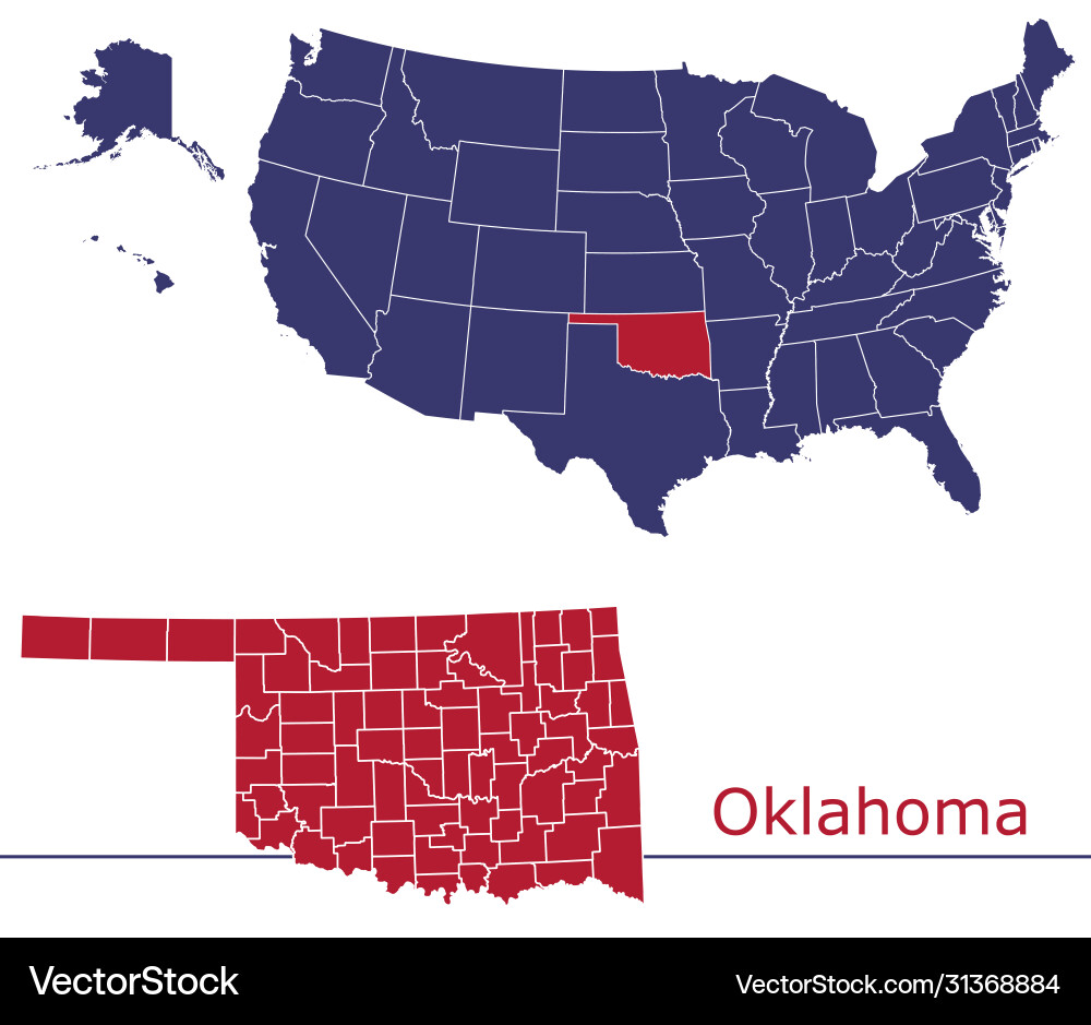 Oklahoma counties with usa map Oklahoma counties with usa map vector image