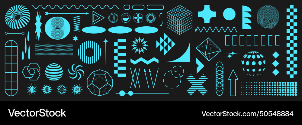 Retrofuturistic geometry elements set with icons Retrofuturistic geometry elements set with icons vector image