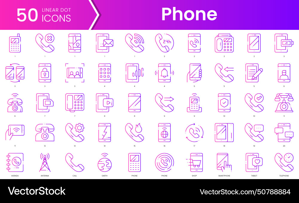 Set of phone icons gradient style icon bundle Set of phone icons gradient style icon bundle Vector Image