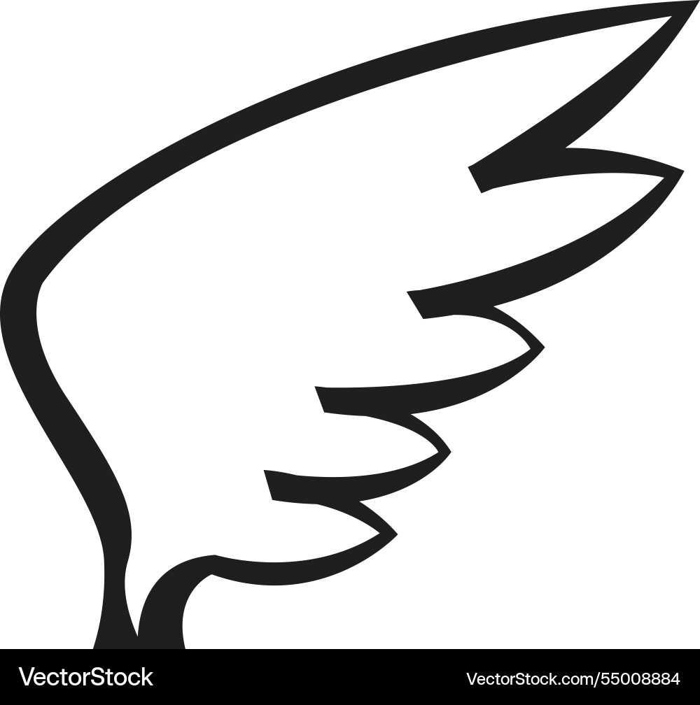 Single black stylized bird wing rising in elegant Vector Image