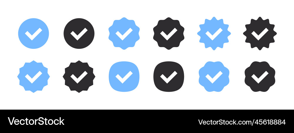 Verification Badge Icons - Checkmark Set vector image
