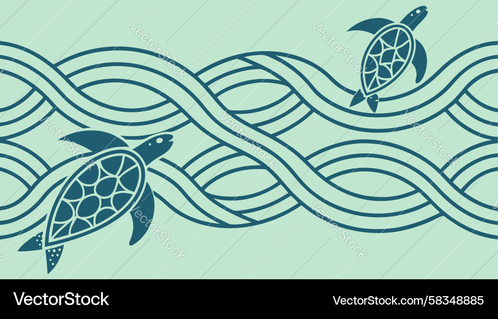 Ocean Turtle Wave Pattern Vector Image