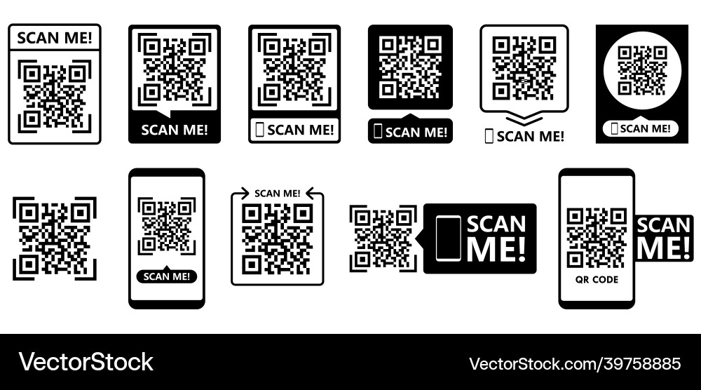 Qr code frame set scan for smartphone Qr code frame set scan for smartphone vector image