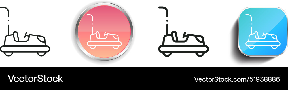 Bumper car icon thin linear regular and button vector image