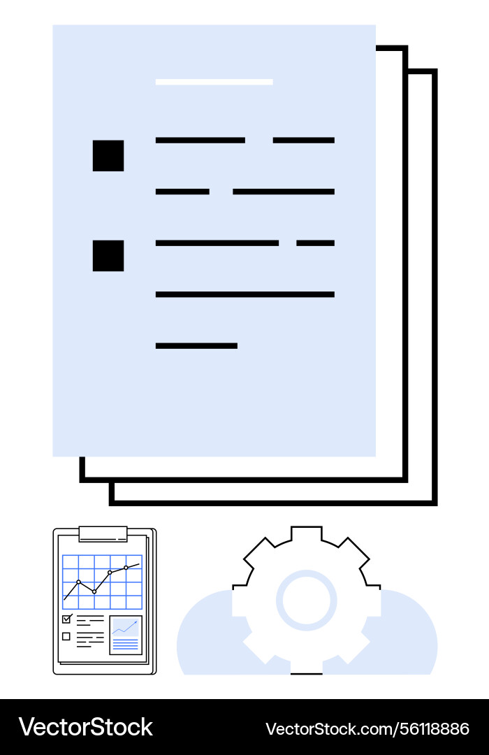 Document management with gear and data chart Document management with gear and data chart vector image