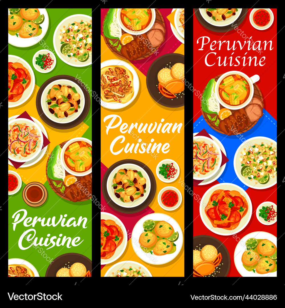 Peruvian cuisine restaurant food vertical banners Peruvian cuisine restaurant food vertical banners vector image