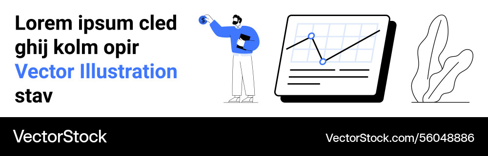 Professional analytics with graph man presenting vector image