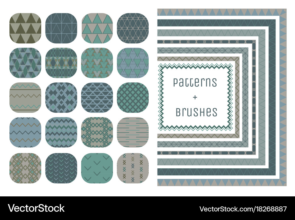 20 geometric patterns and 7 pattern brushes vector image
