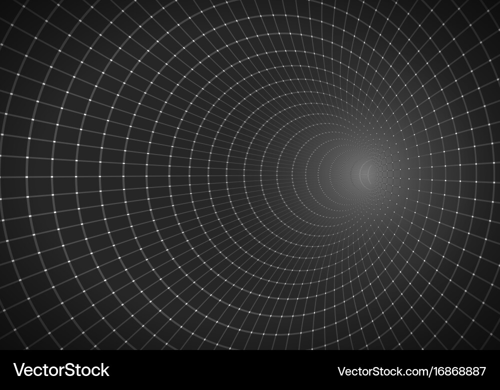 3D Wireframe Tunnel Grid vector image