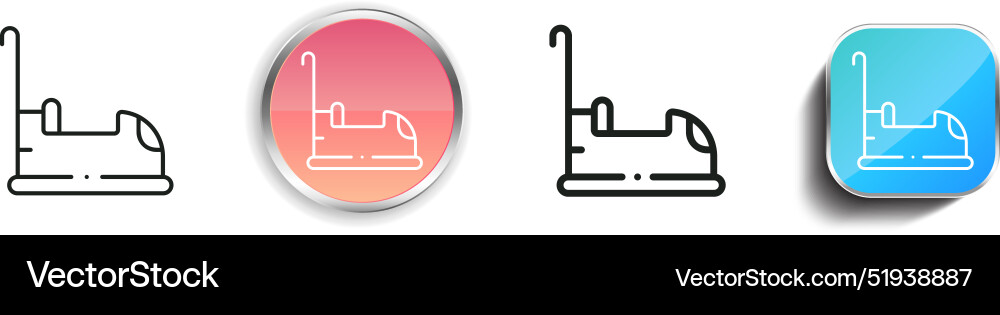 Bumper car icon thin linear regular and button Vector Image