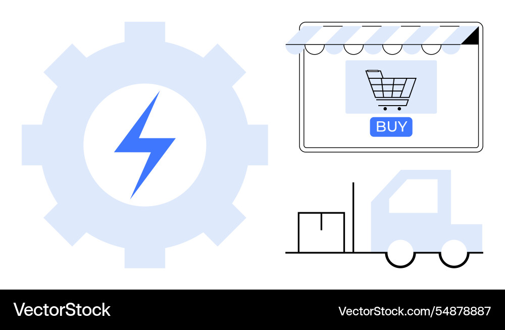 E-commerce workflow automation with online E-commerce workflow automation with online vector image