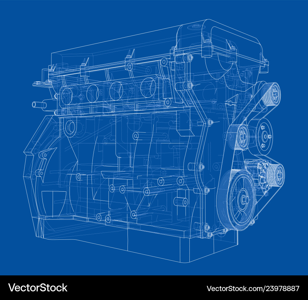 Engine sketch rendering of 3d Vector Image