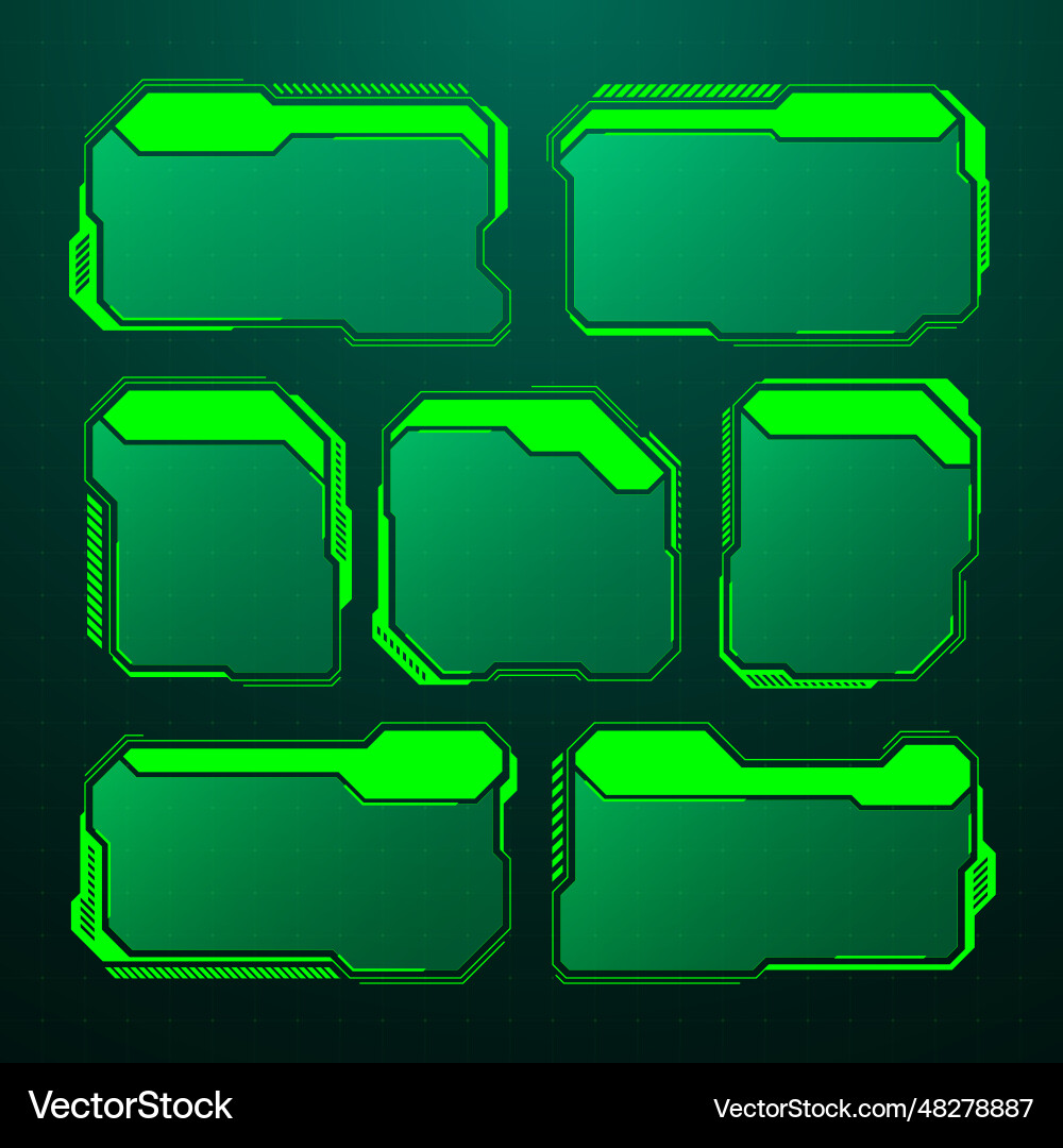 Green futuristic hud ui elements sci-fi user Vector Image