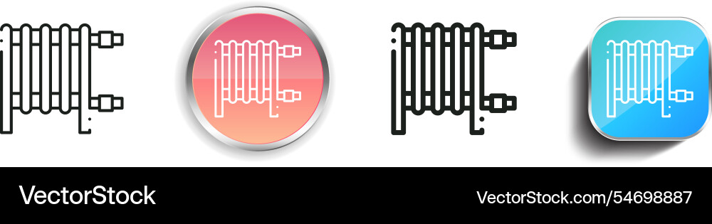 Heater icon thin linear regular and button style vector image