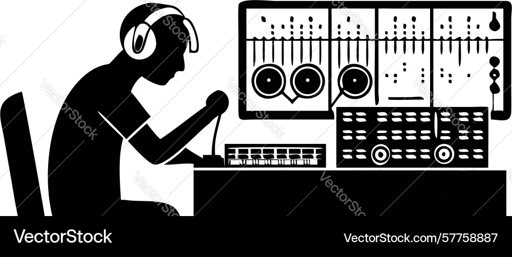 Man working at sound mixing console design Vector Image