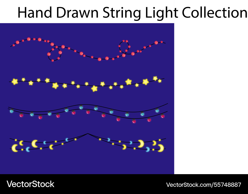 Set of beautiful string lights Vector Image