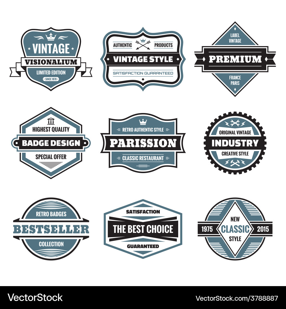 Vintage Badge Collection Vector Image