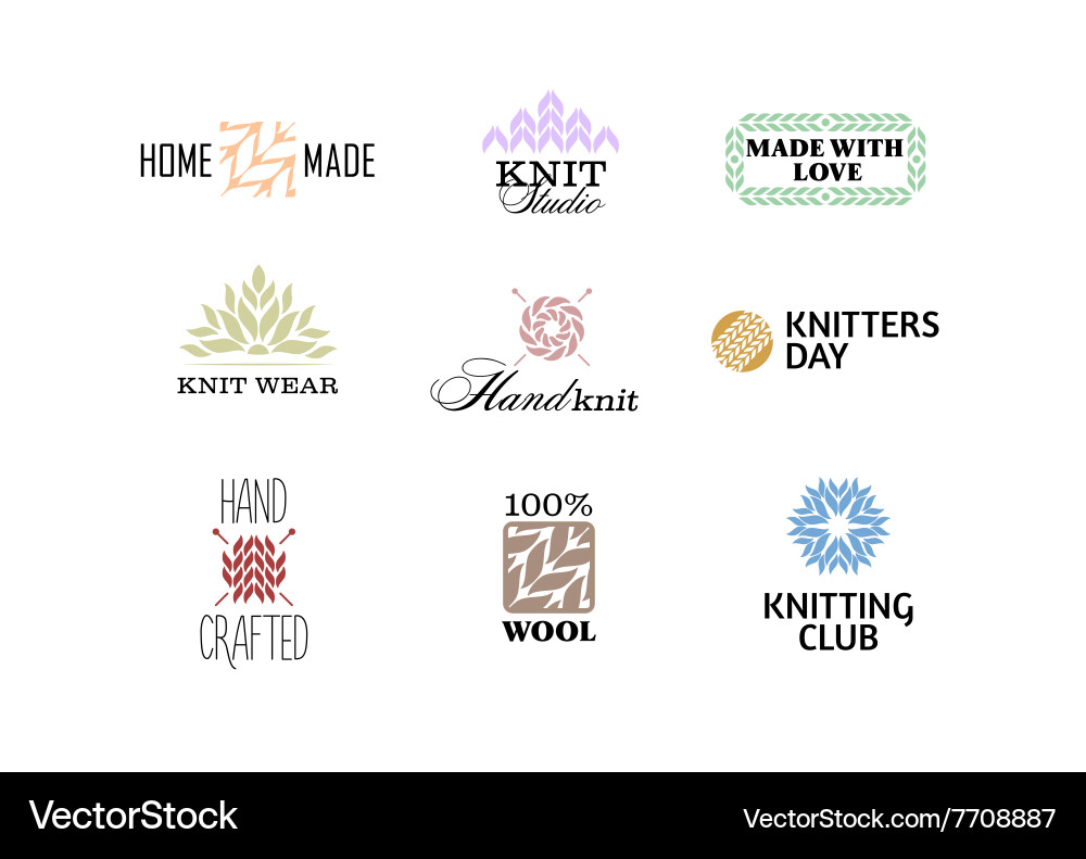 Vintage Knitting Badges & Elements Vector Image