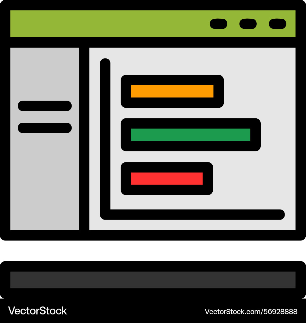 Bar chart line filled style icon design vector image
