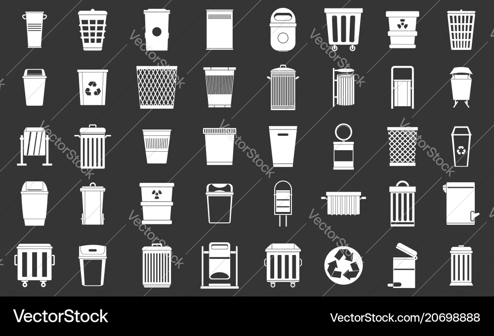 Garbage can icon set grey Garbage can icon set grey vector image