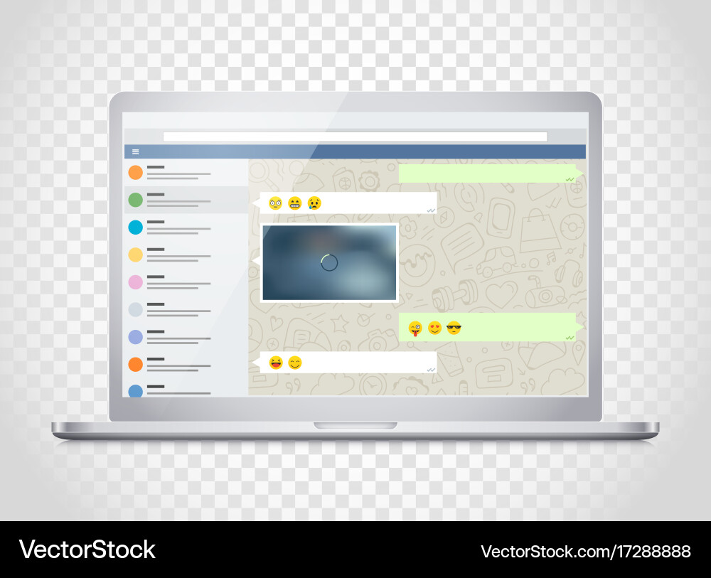 Messenger App on Notebook Screen Vector Image