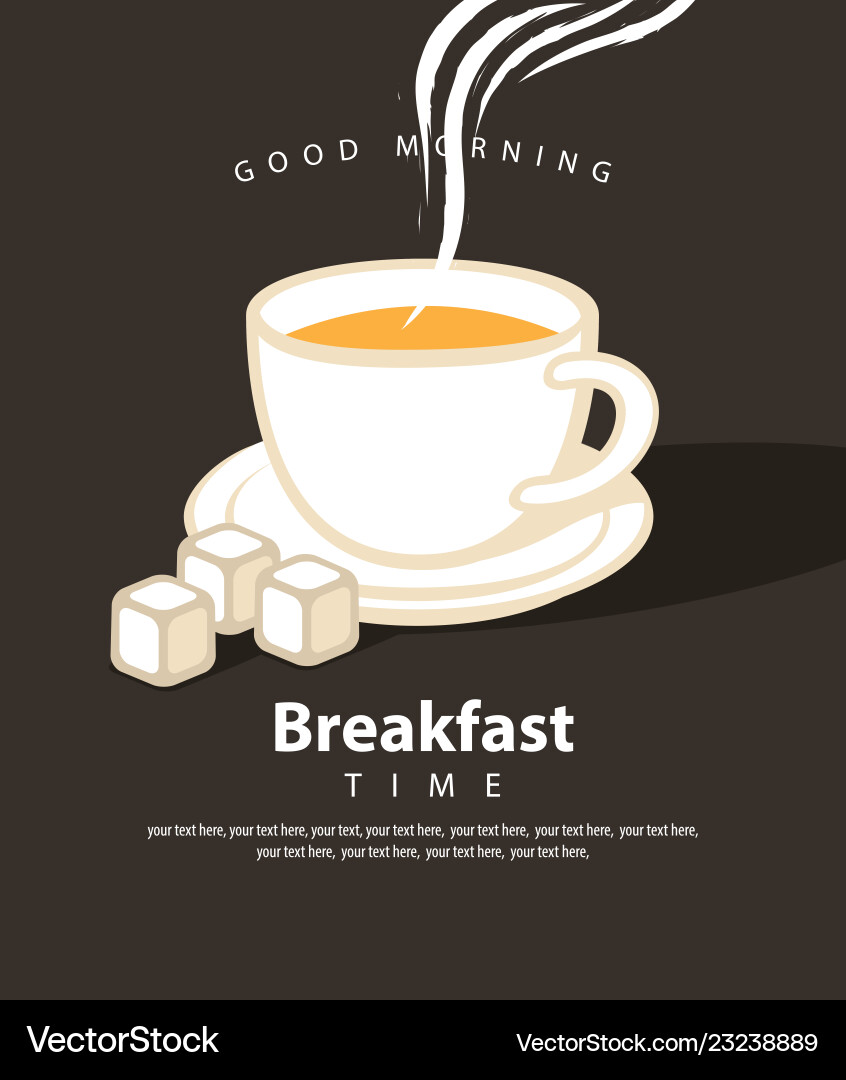 Banner für Frühstück Zeit mit einer Tasse heißem Getränk Banner für Frühstück Zeit mit einer Tasse heißem Getränk Vektorbild