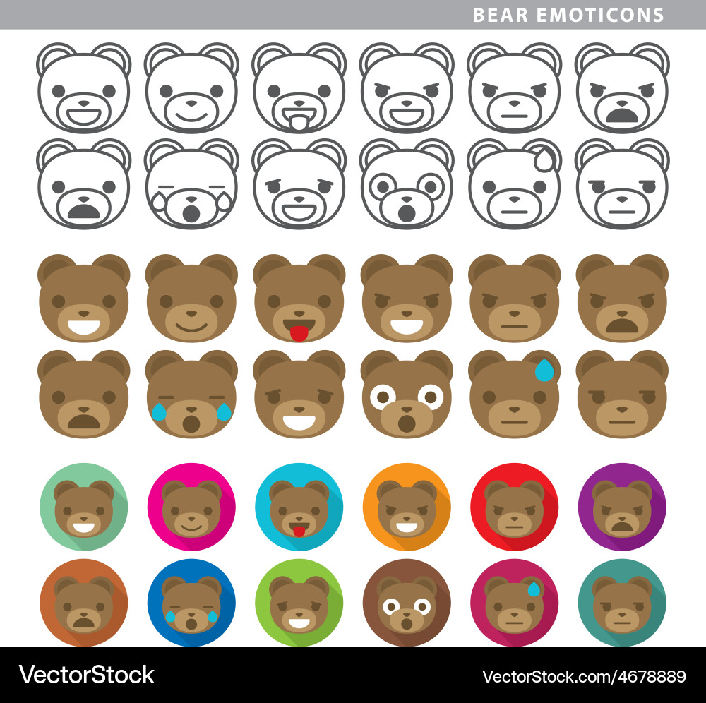 Bear Face Expressions vector image