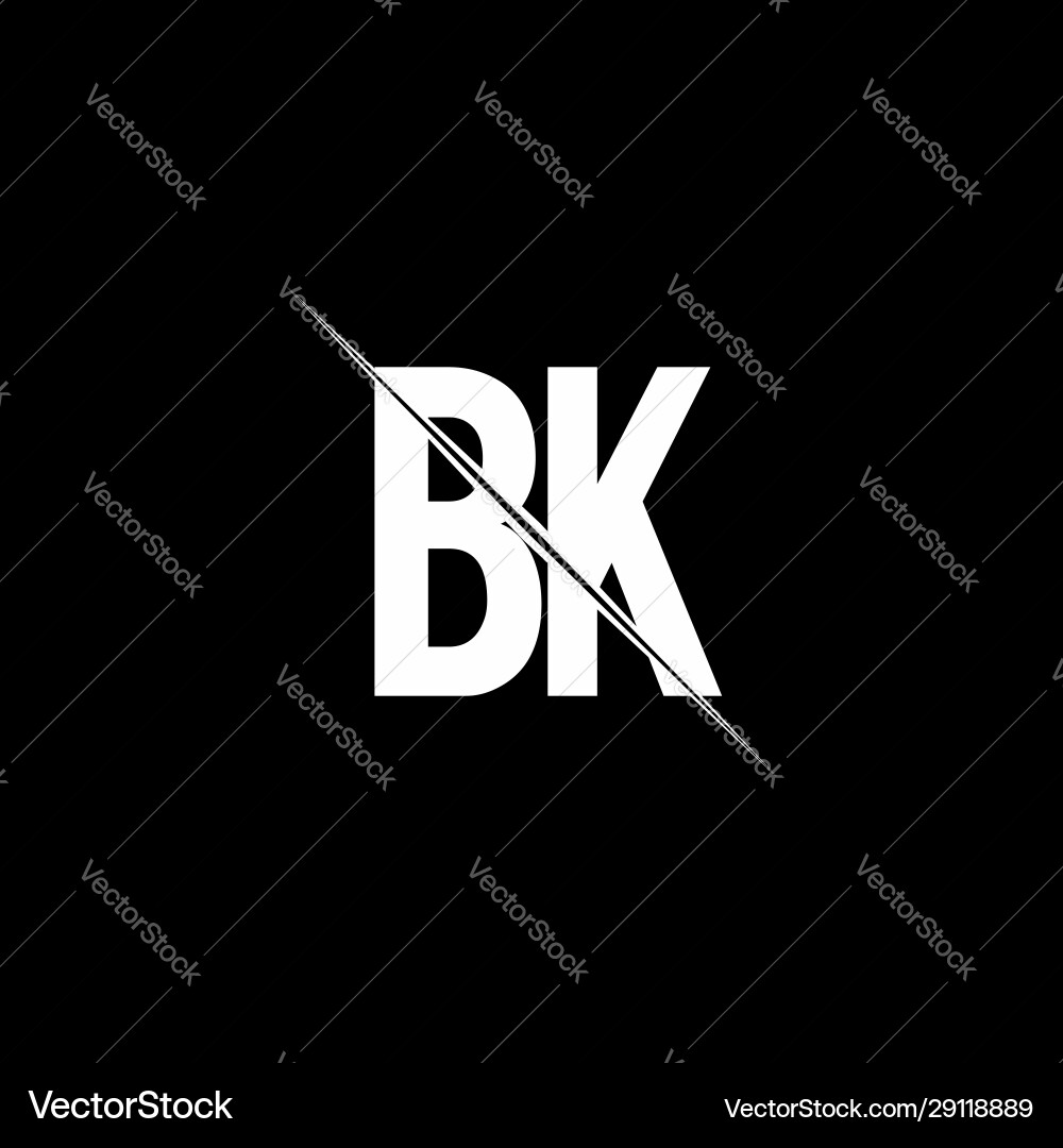 BK Monogram Logo with Slash - Modern Initial Templ vector image
