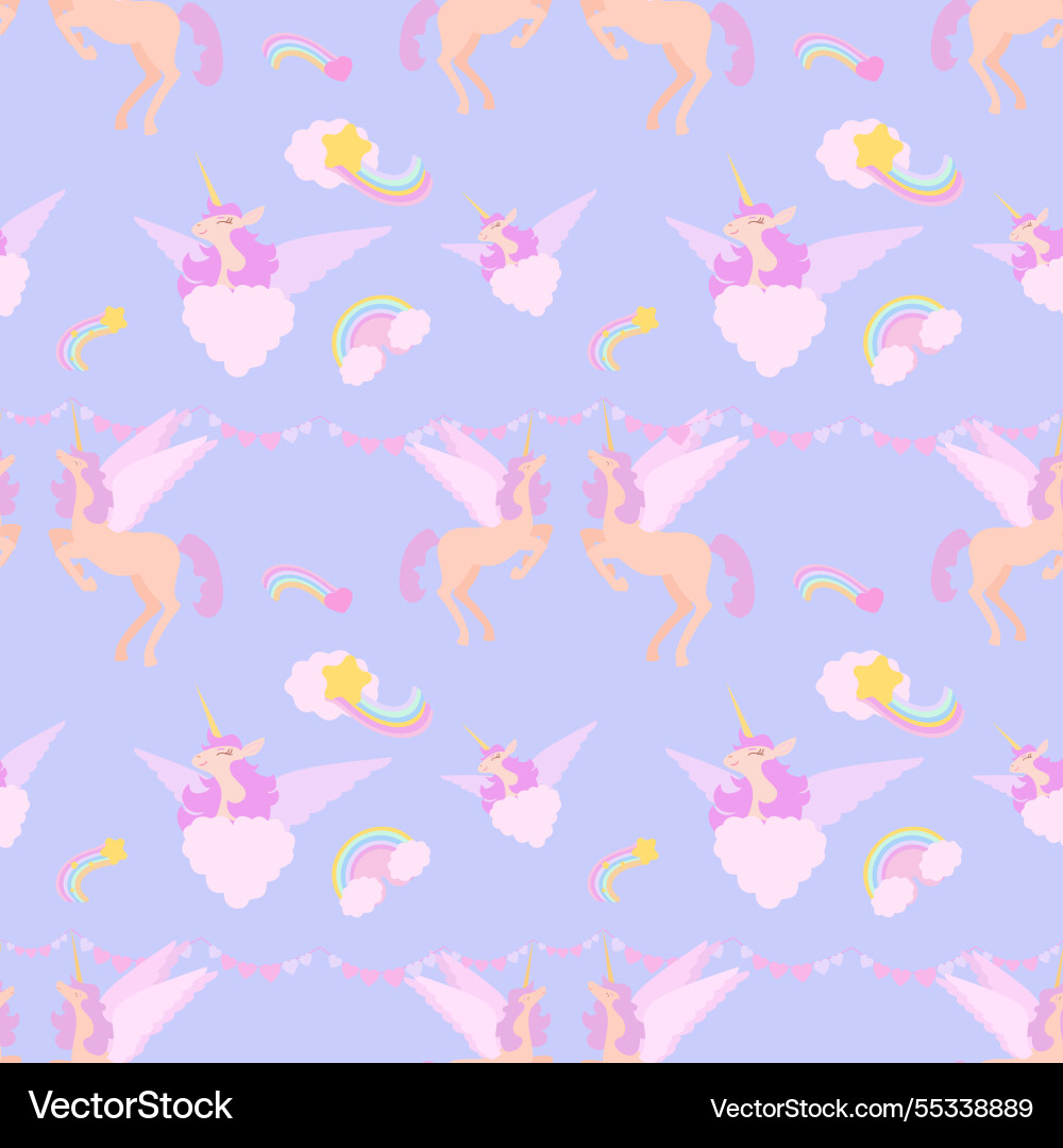 Cute seamless pattern with unicorns Vector Image