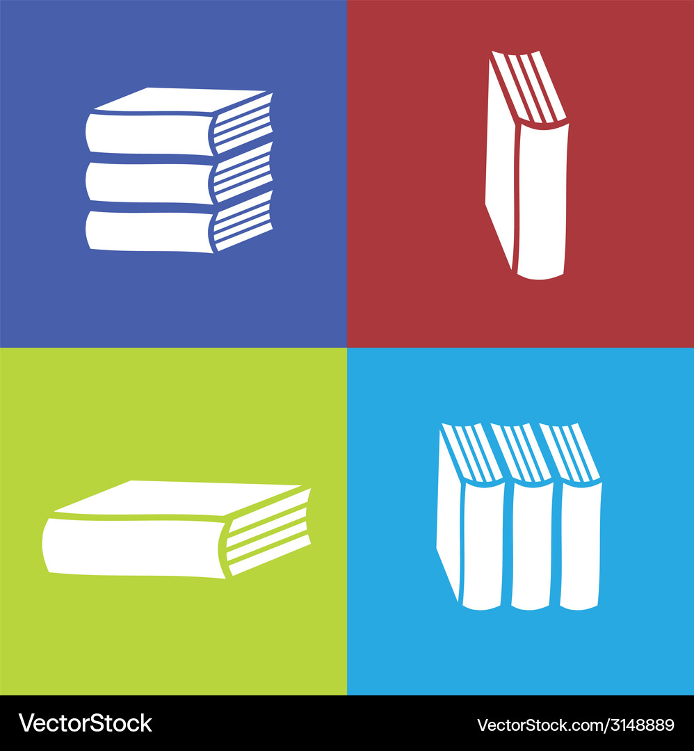 Flat Book Icon Set Vector Image