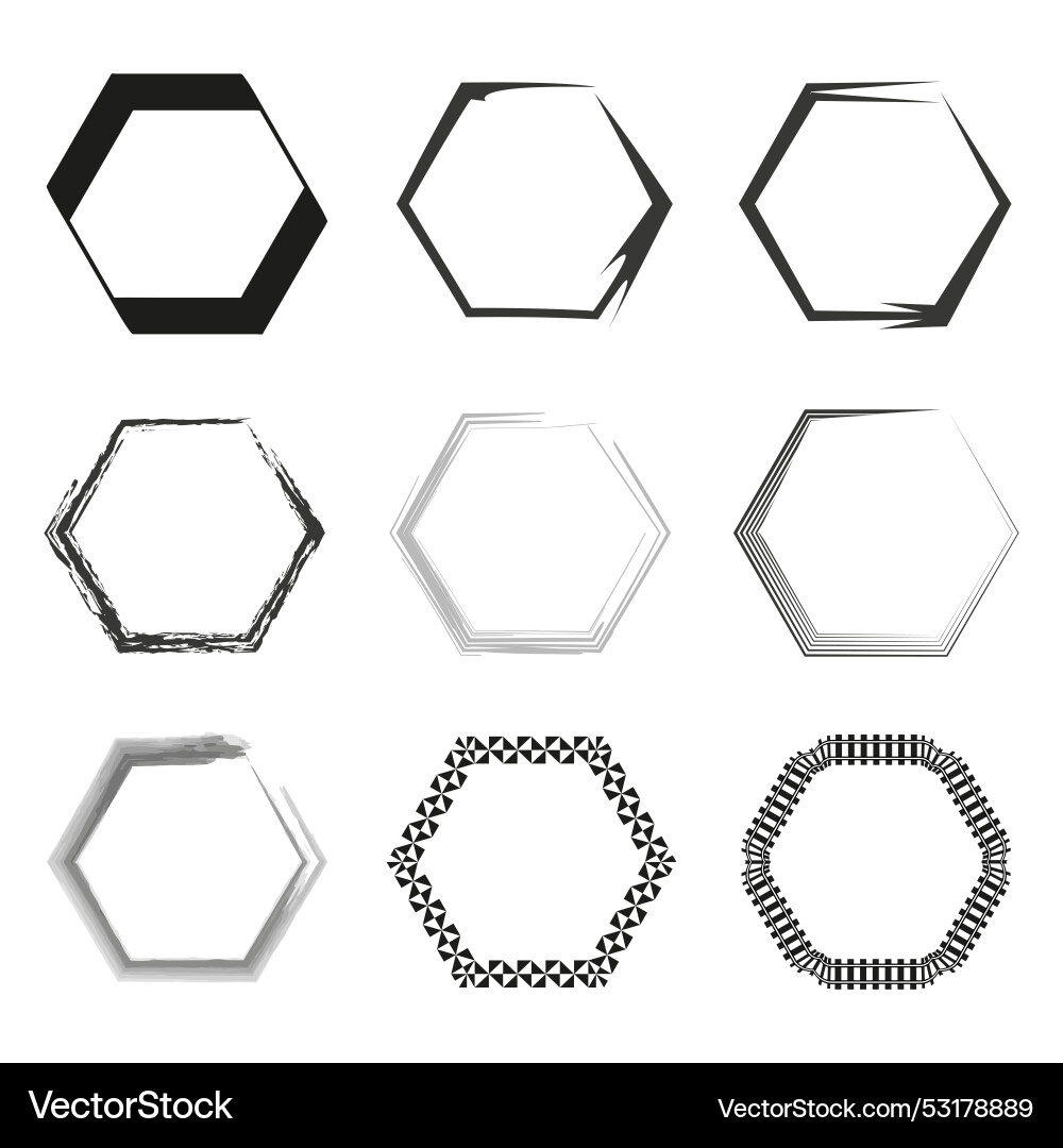 Geometric hexagon patterns abstract polygonal Vector Image