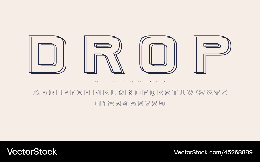 Hollow sans serif font with ripples distortion Hollow sans serif font with ripples distortion vector image