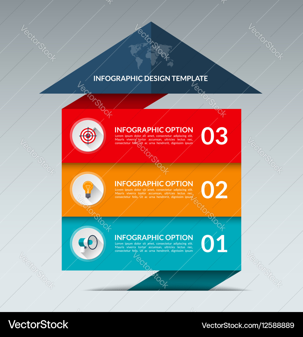 Infographic arrow design template with 3 options vector image