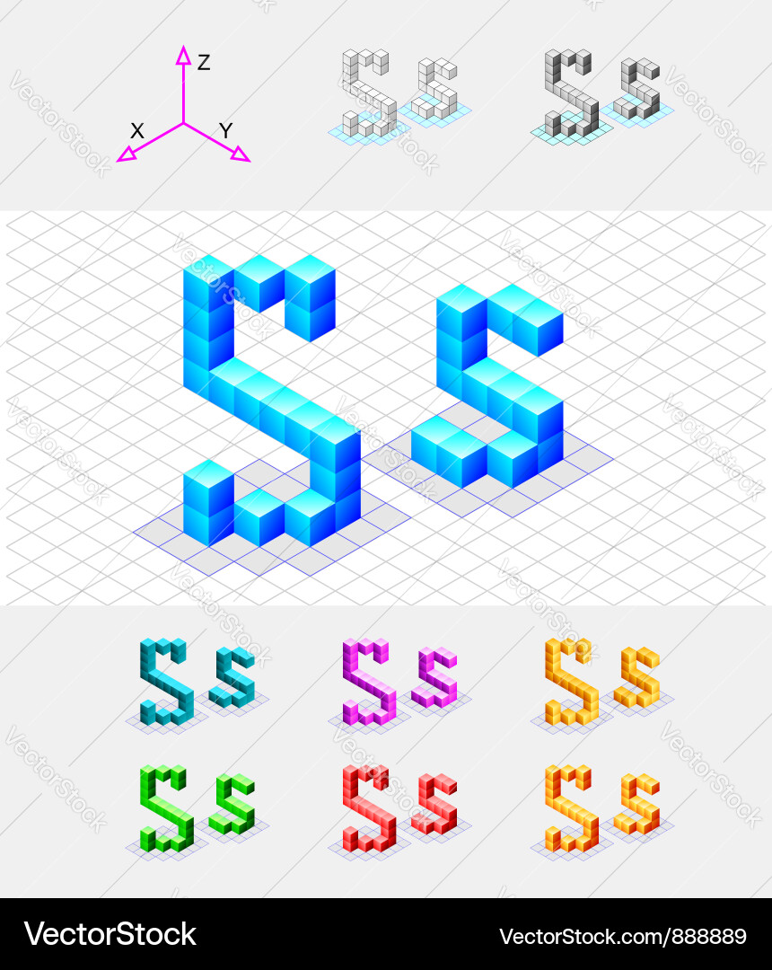 Isometric Cube Letter S Vector Image