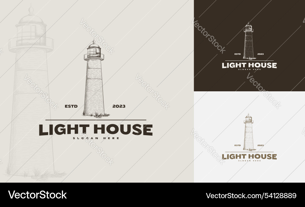 Lighthouse design element in vintage style Lighthouse design element in vintage style Vector Image