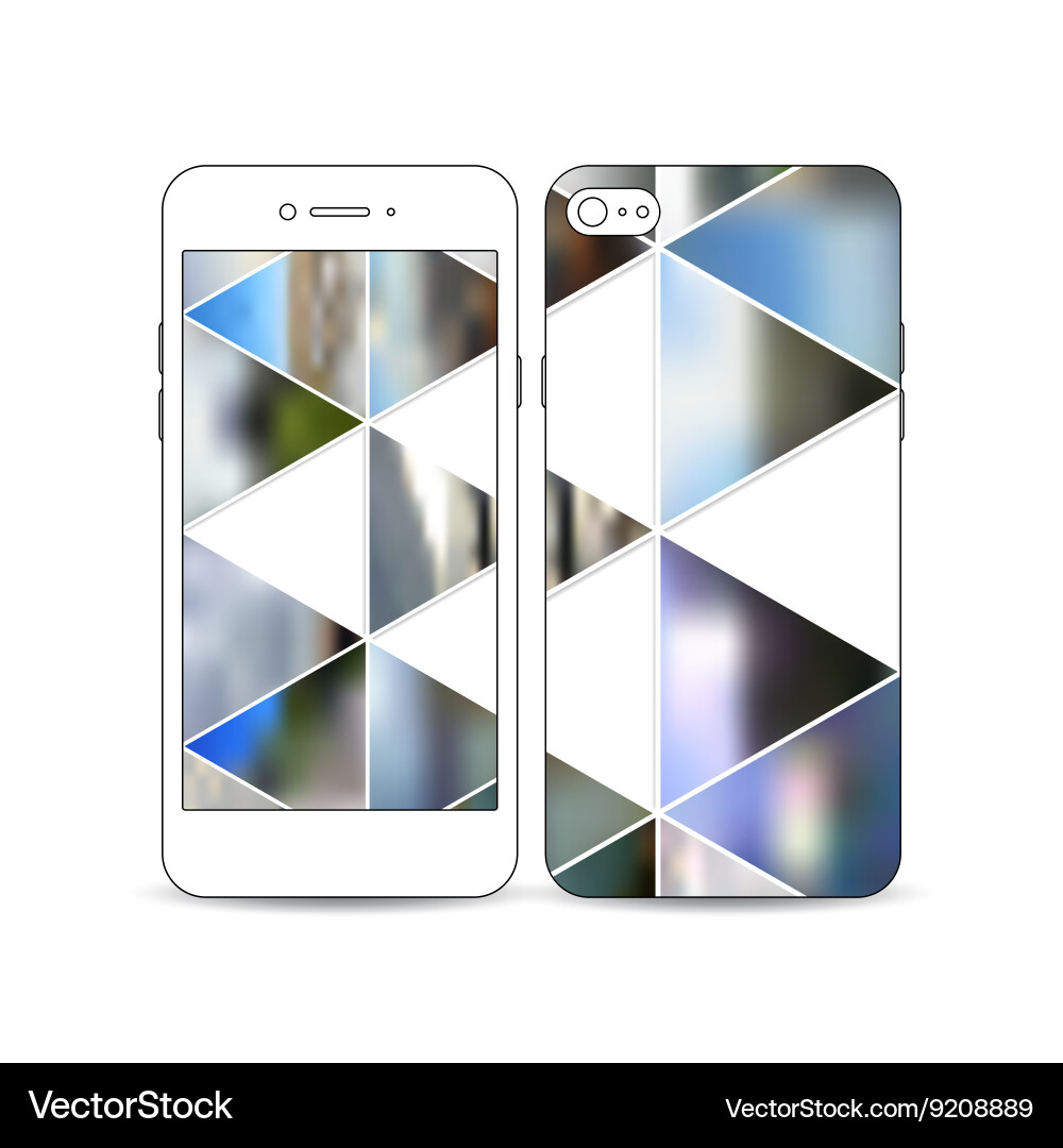 Mobile smartphone with an example of the screen vector image