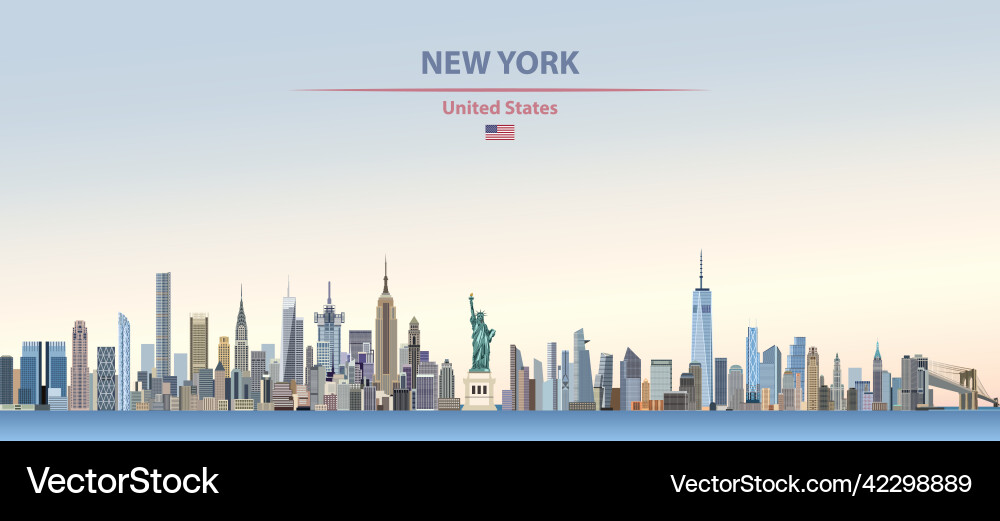 Neue York Stadt Skyline auf bunten Gradienten Neue York Stadt Skyline auf bunten Gradienten vektorbild