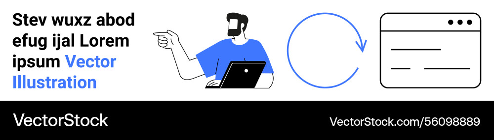 Person with laptop explaining data flow Person with laptop explaining data flow vector image