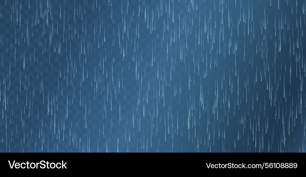 Rain drops on transparent background falling Rain drops on transparent background falling vector image