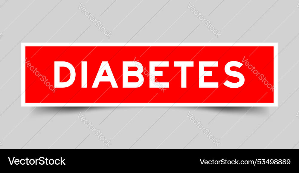Red color square shape sticker label with word Vector Image