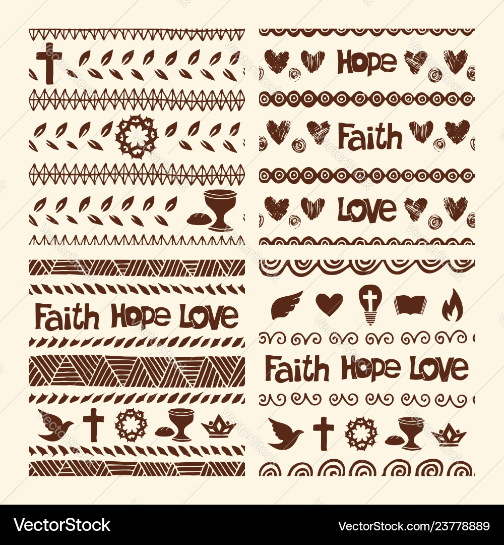 Set of hand drawn christian patterns vector image