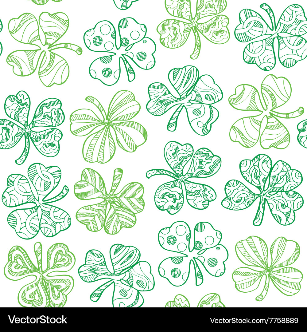 Shamrock Pattern - White Background Vector Image