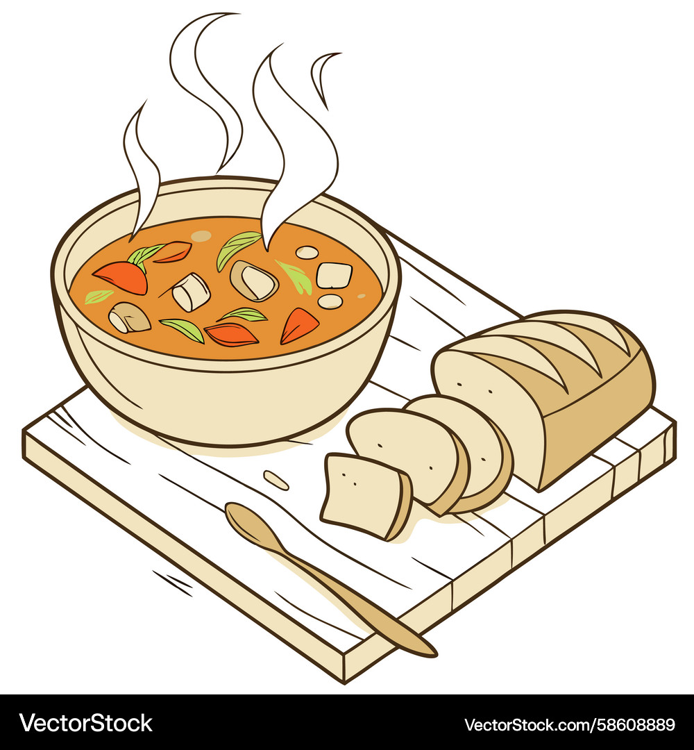 Turkish tripe soup served with bread on a rustic Vector Image