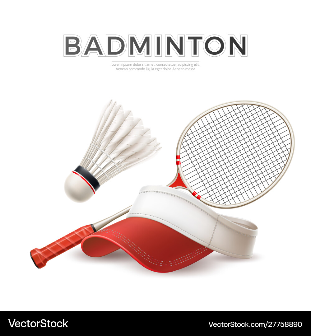 3d badminton shuttlecock white mock up vector image