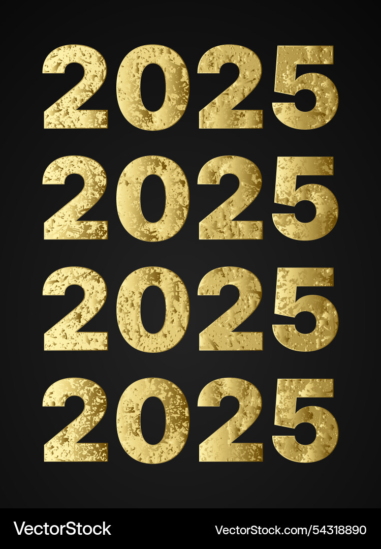 Collection of golden handwritten 2025 number Collection of golden handwritten 2025 number vector image