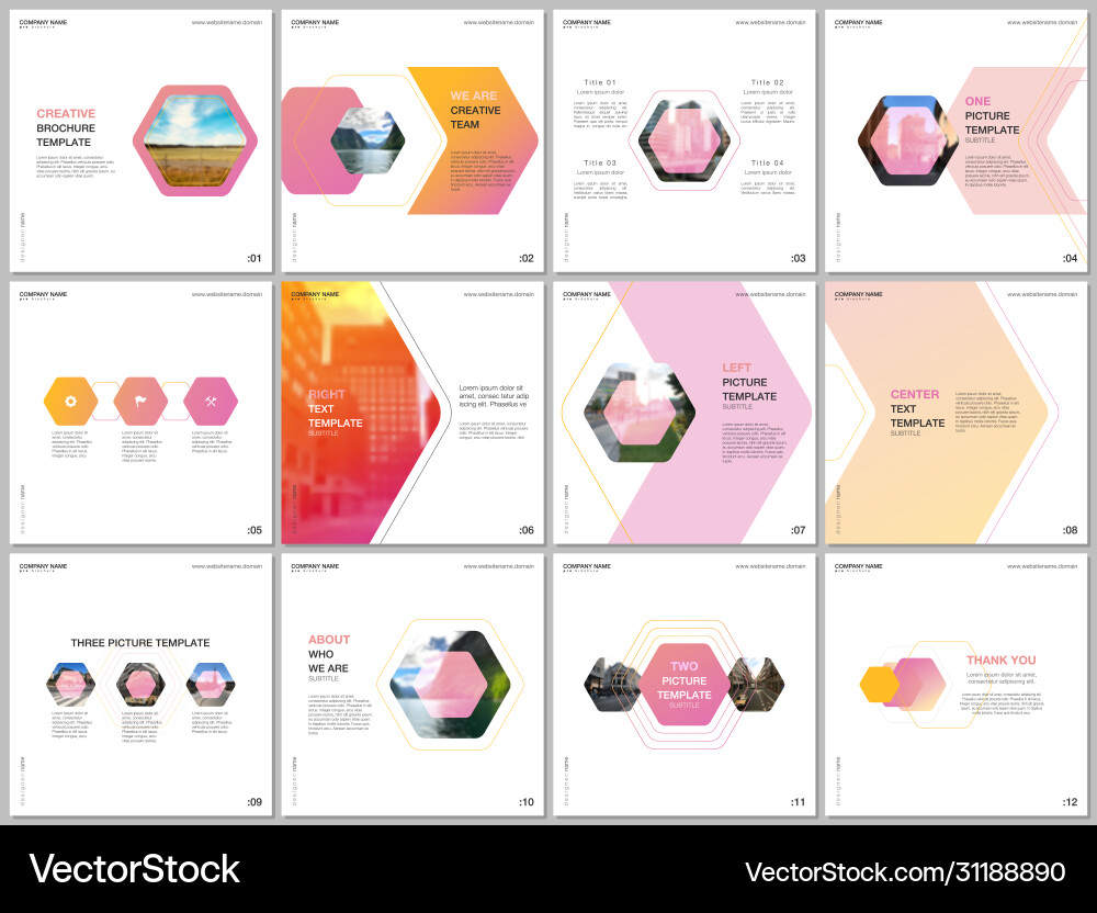 Minimal brochure templates with colorful hexagonal Vector Image